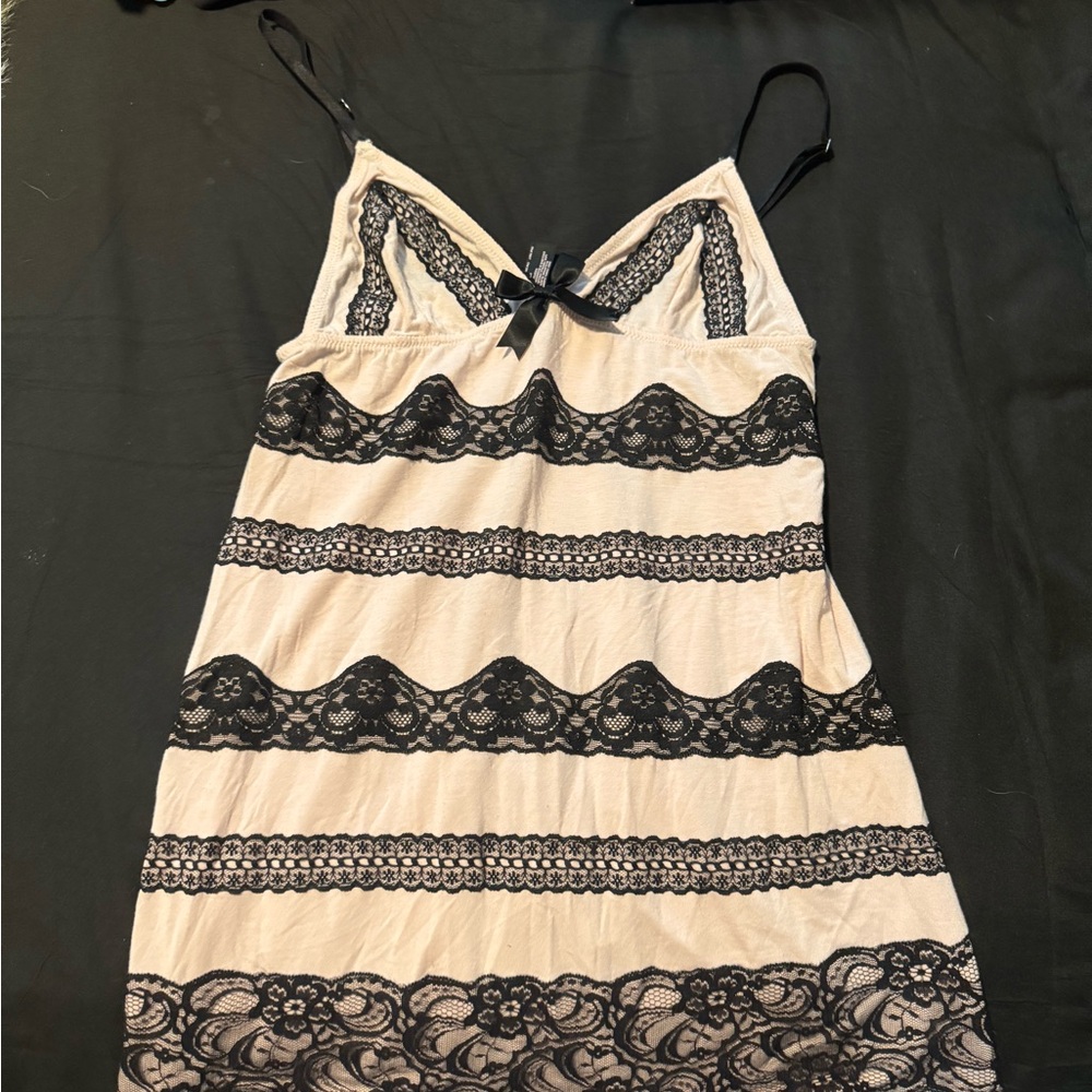 Victoria's Secret Black and Cream Lace Chemise